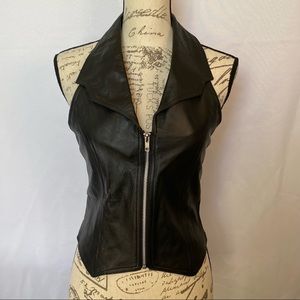 Hot Leathers Halter Zip Front Vest Sexy Biker Chick Collar Elastic Fabric Back